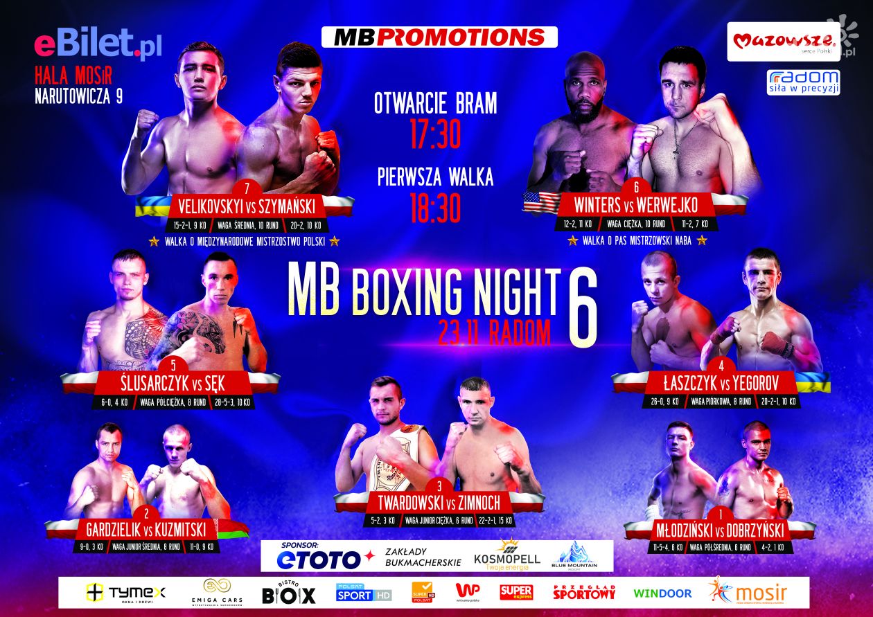 Znamy kartę walk MB Boxing Night 6, która odbędzie się w Radomiu